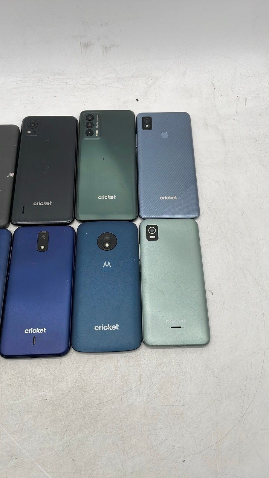 Cricket TCL Motorola Alcatel Android Smartphones Mixed Model Lot Of 10
