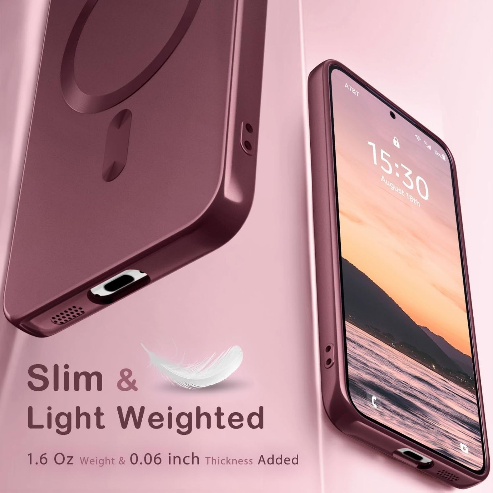 Magnetic Burgundy Slim Soft Silicone Case for Samsung Galaxy S23 Plus with Lens