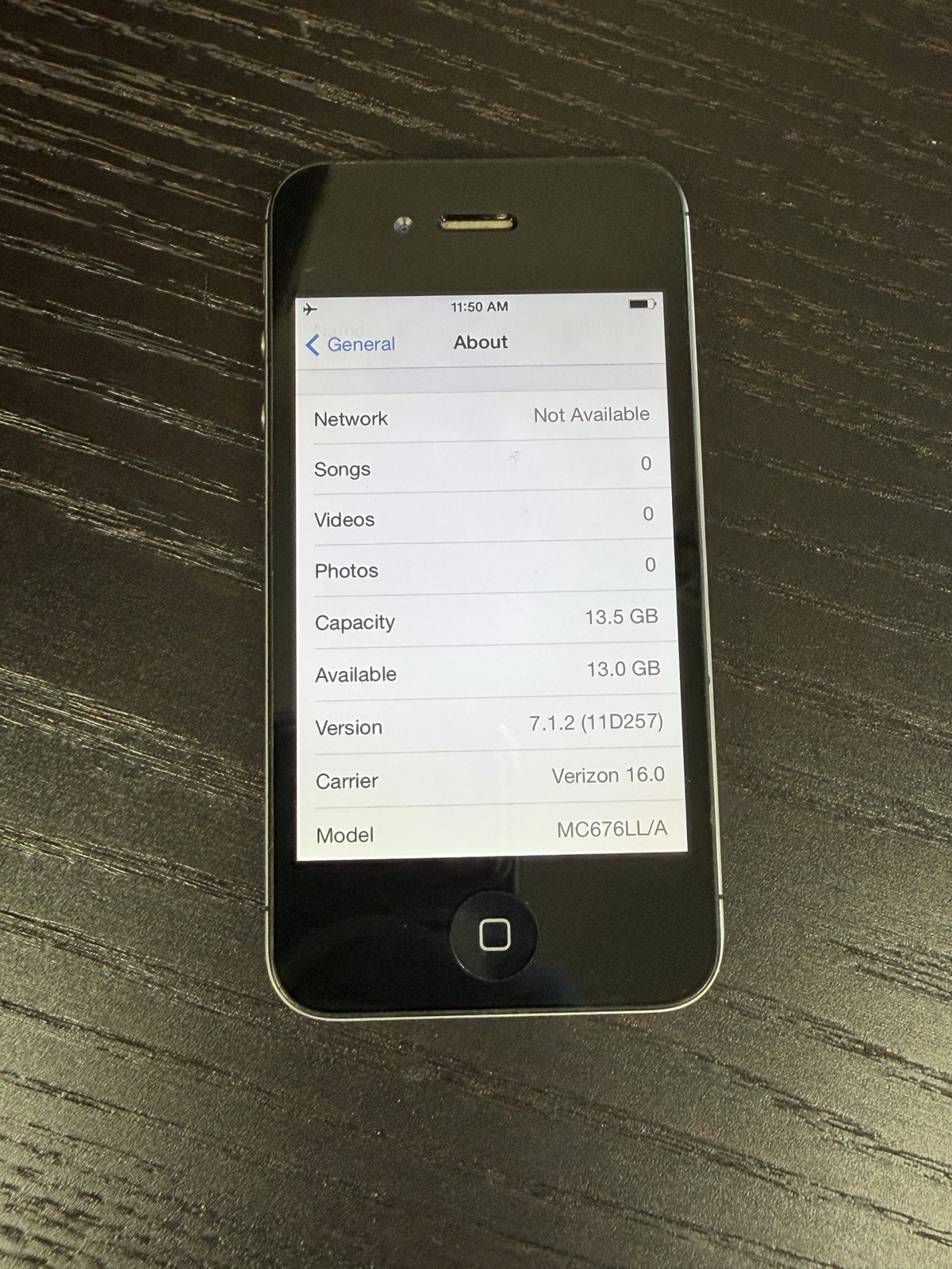 Apple iPhone 4 16GB Black A1349 Verizon iOS 7.1.2 GRADE C FULLY FUNCTIONAL