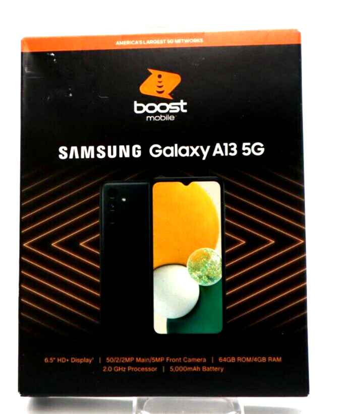 Boost Mobile Samsung Galaxy A13 5G 6.5″ HD+, 64GB, 50MP, Black, Prepaid – SEALED