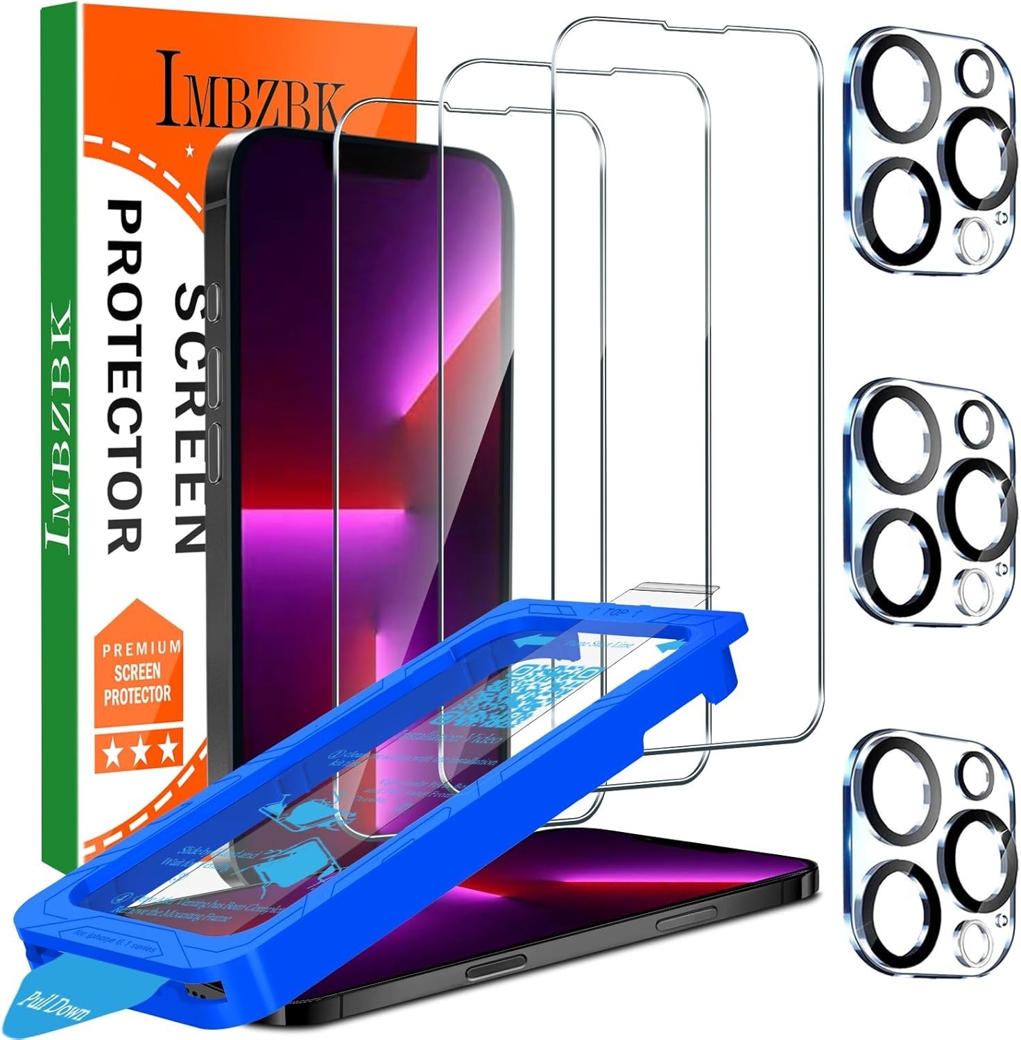 For iPhone 13 Pro 6.1 inch Screen Protector,Front Tempered Glass,Side-Back Film