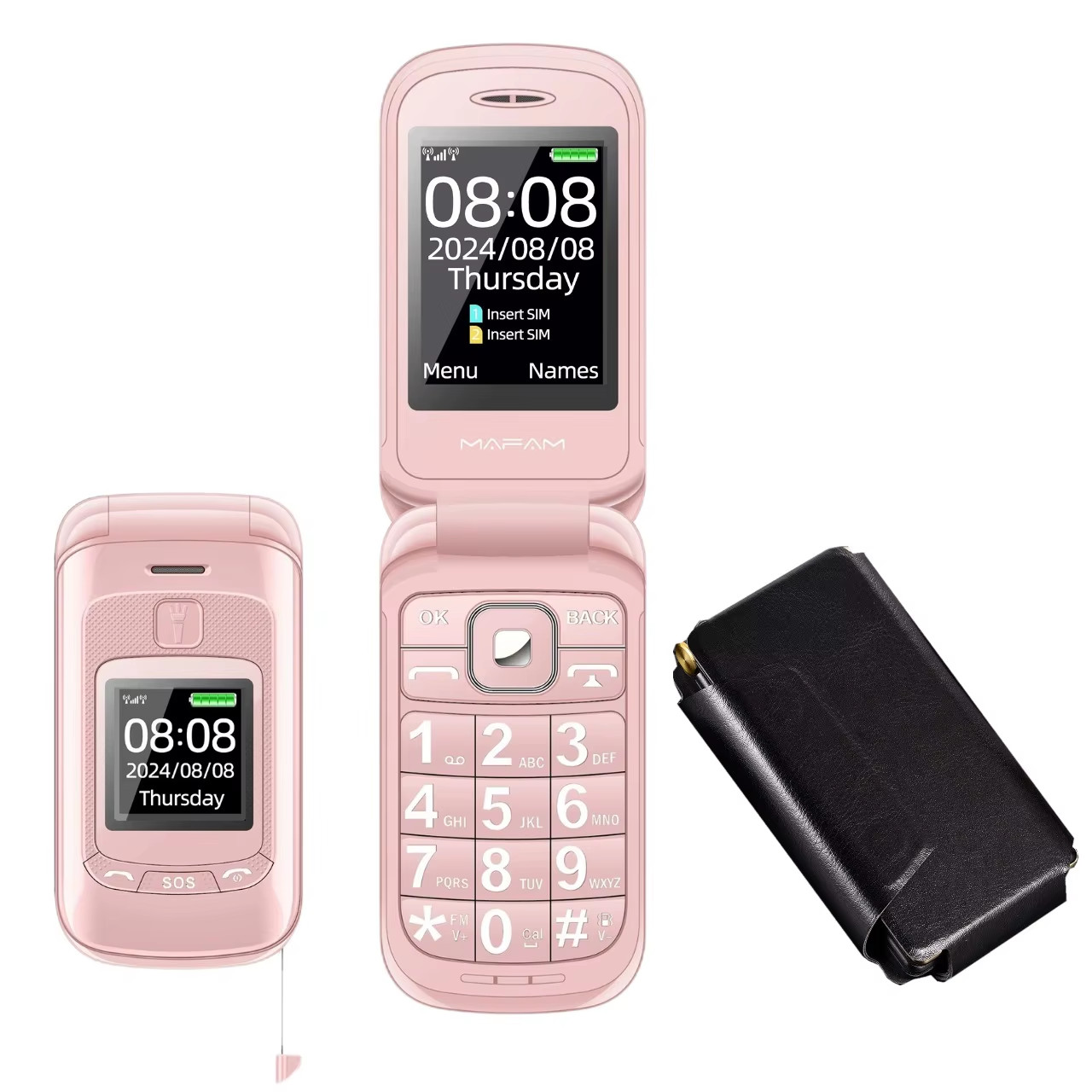 Senior Flip Dual Display Mobile Phone for Elderly Two SIM Card Large Button Spee