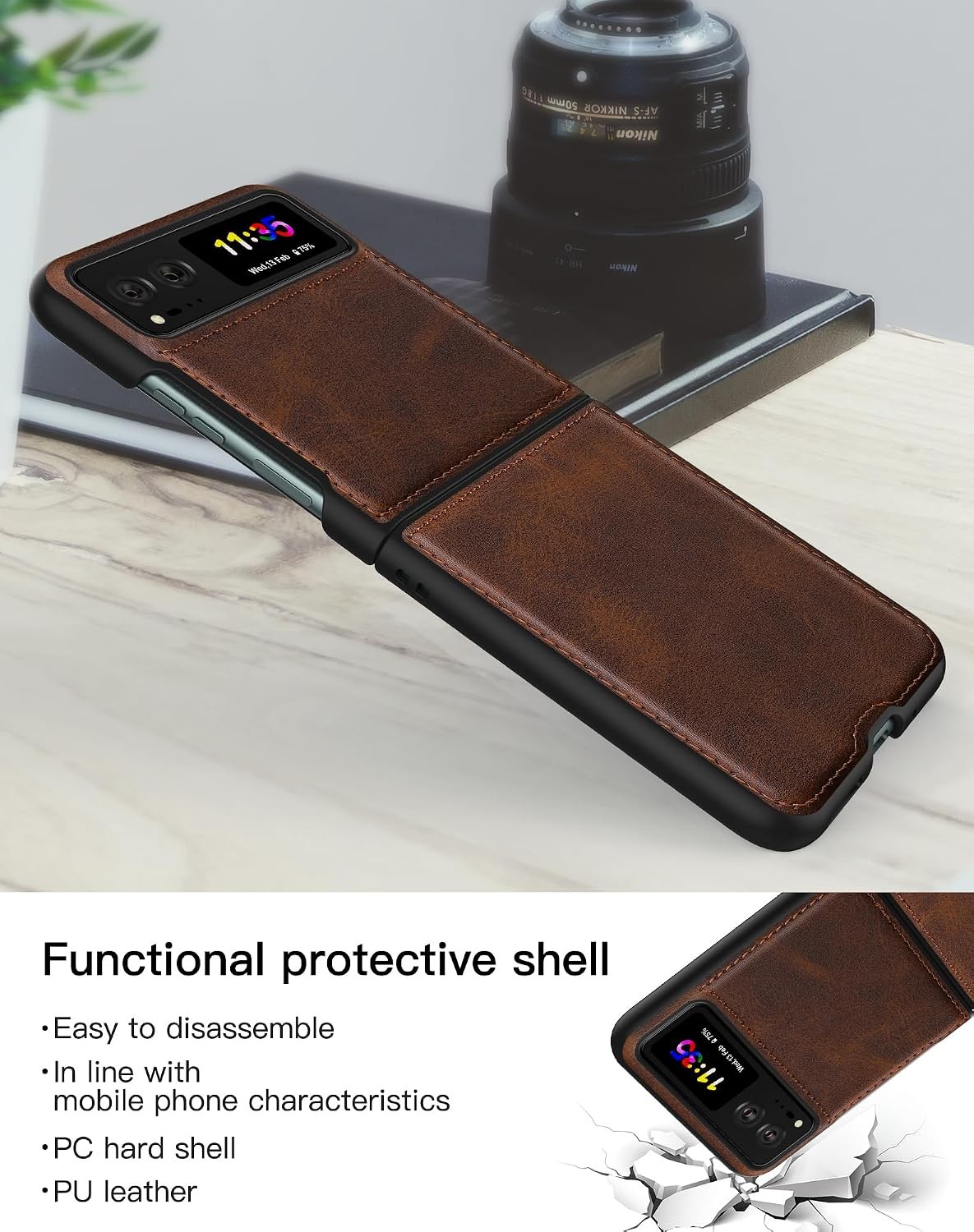 Ultra Thin Slim Durable Phone Case Cover for Motorola Razr 2023 – Brown