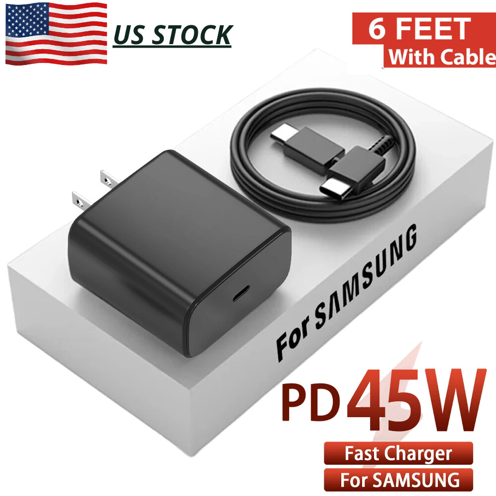 45w Type USB-C Super Fast Wall Charger +6FT Cable Fit Samsung Galaxy S22 S21 S20