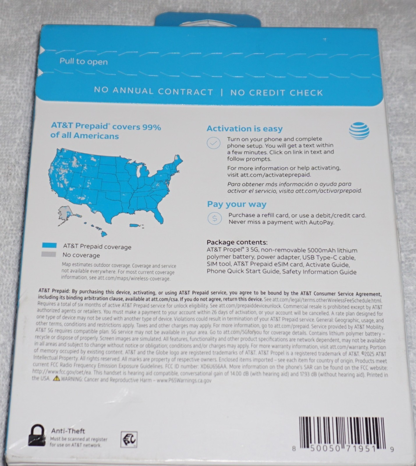 Propel 3 5G, 64GB, Midnight Blue – At&t Prepaid Smartphone – Brand New Sealed