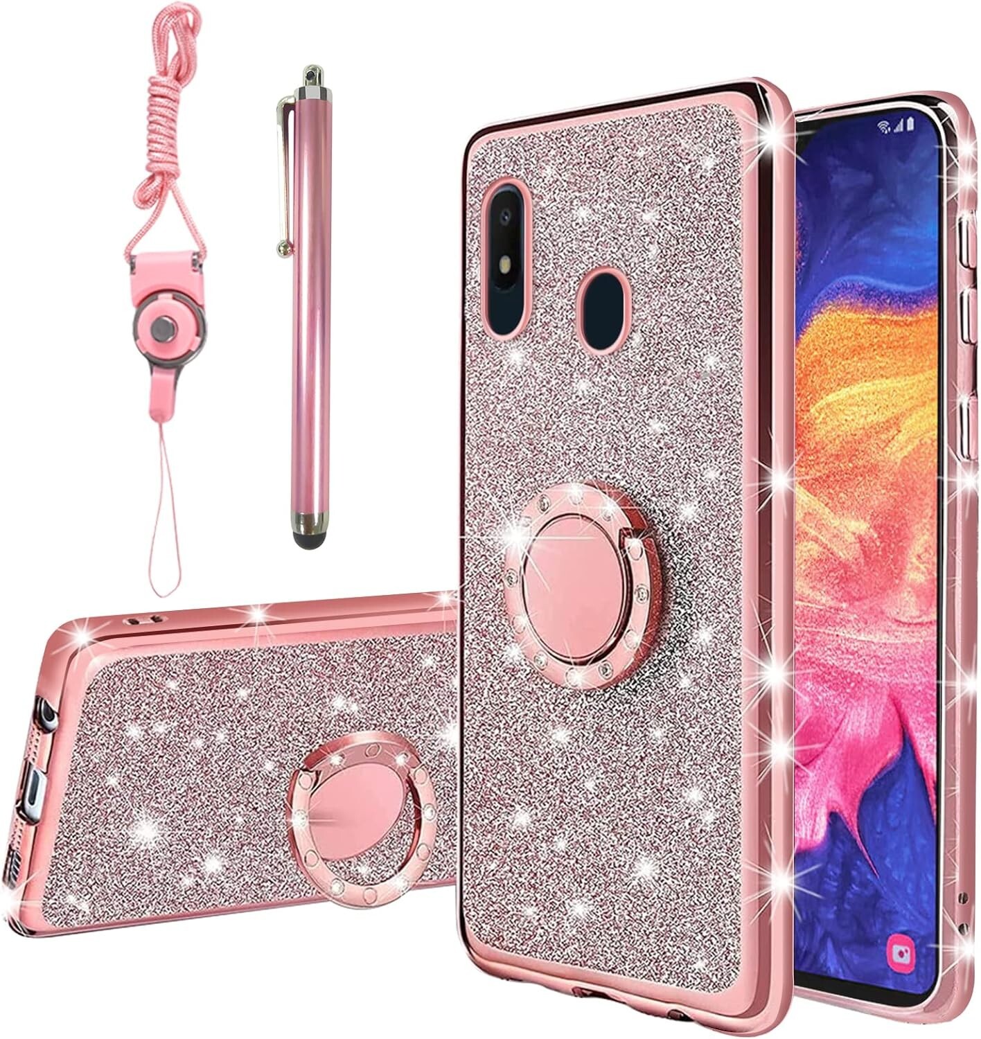 Samsung Galaxy A10E Case Cute TPU Glitter Design Women Scratch Resistant Cover