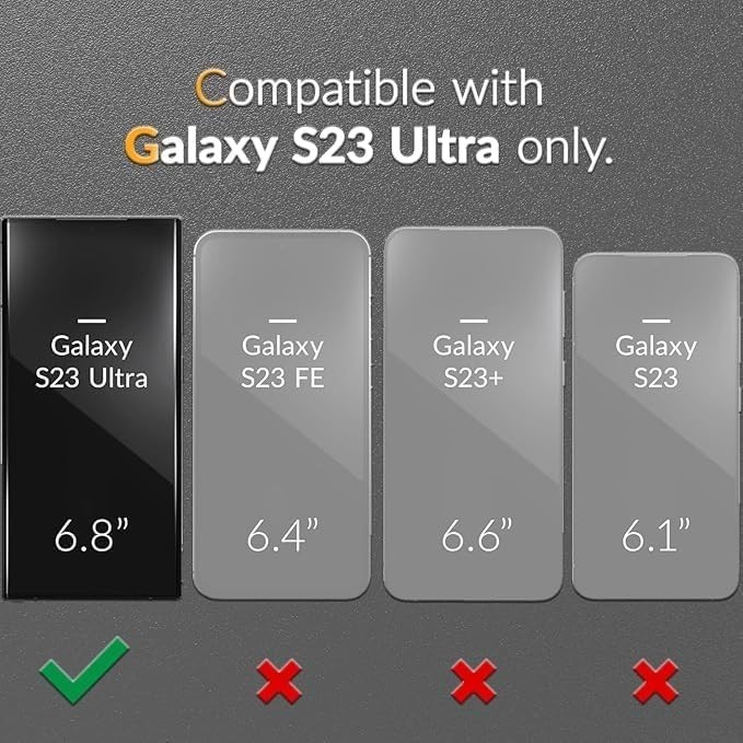For Samsung Galaxy S23 Ultra 6.8 Inch Case Military Grade Screen Protector 2Pack