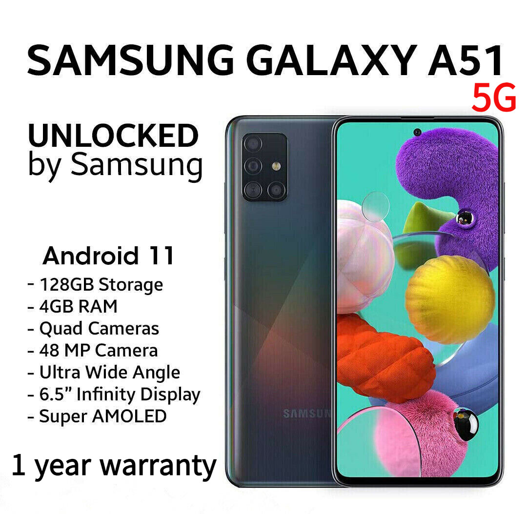 Samsung Galaxy A51 SM-A516U 128GB+4GB 48MP 5G Unlocked Smartphone New Sealed