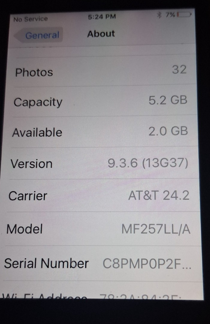 Apple iPhone iOS 9.3.6 – A1387 – No Wi-Fi or Bluetooth TESTED works great