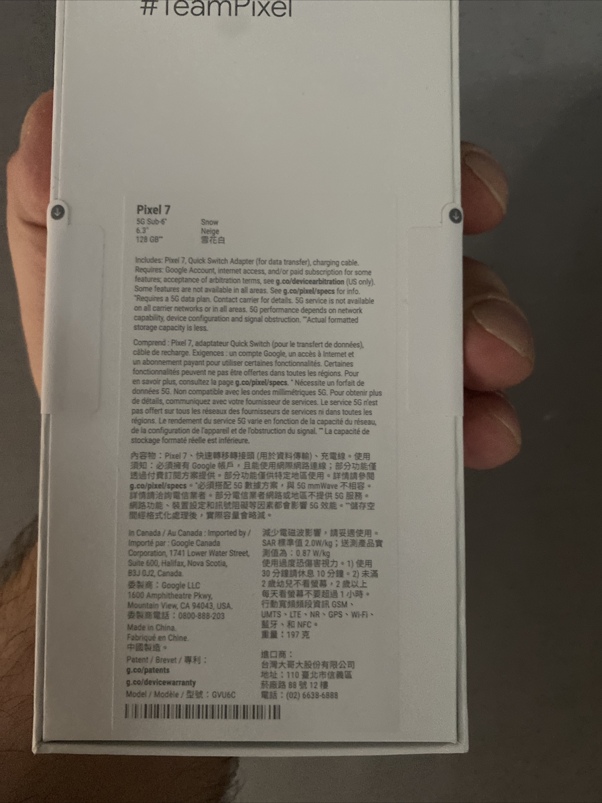 Google Pixel 7 𝟱𝗚 GVU6C NEUF DEBLOQUE , couleur SNOW (blanc neige)
