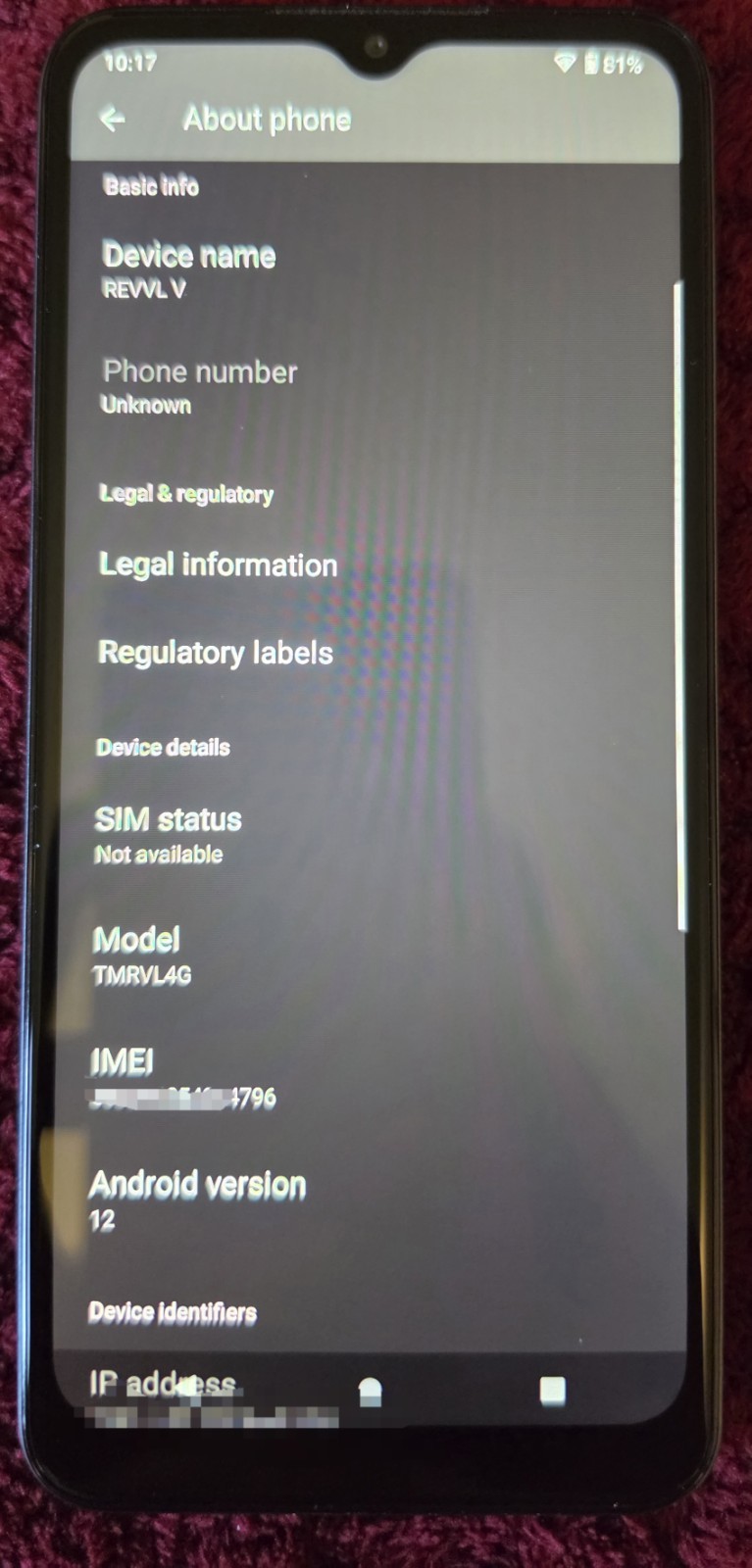 REVVL V TMRVL4G T-Mobile Locked 32GB Blue Excellent