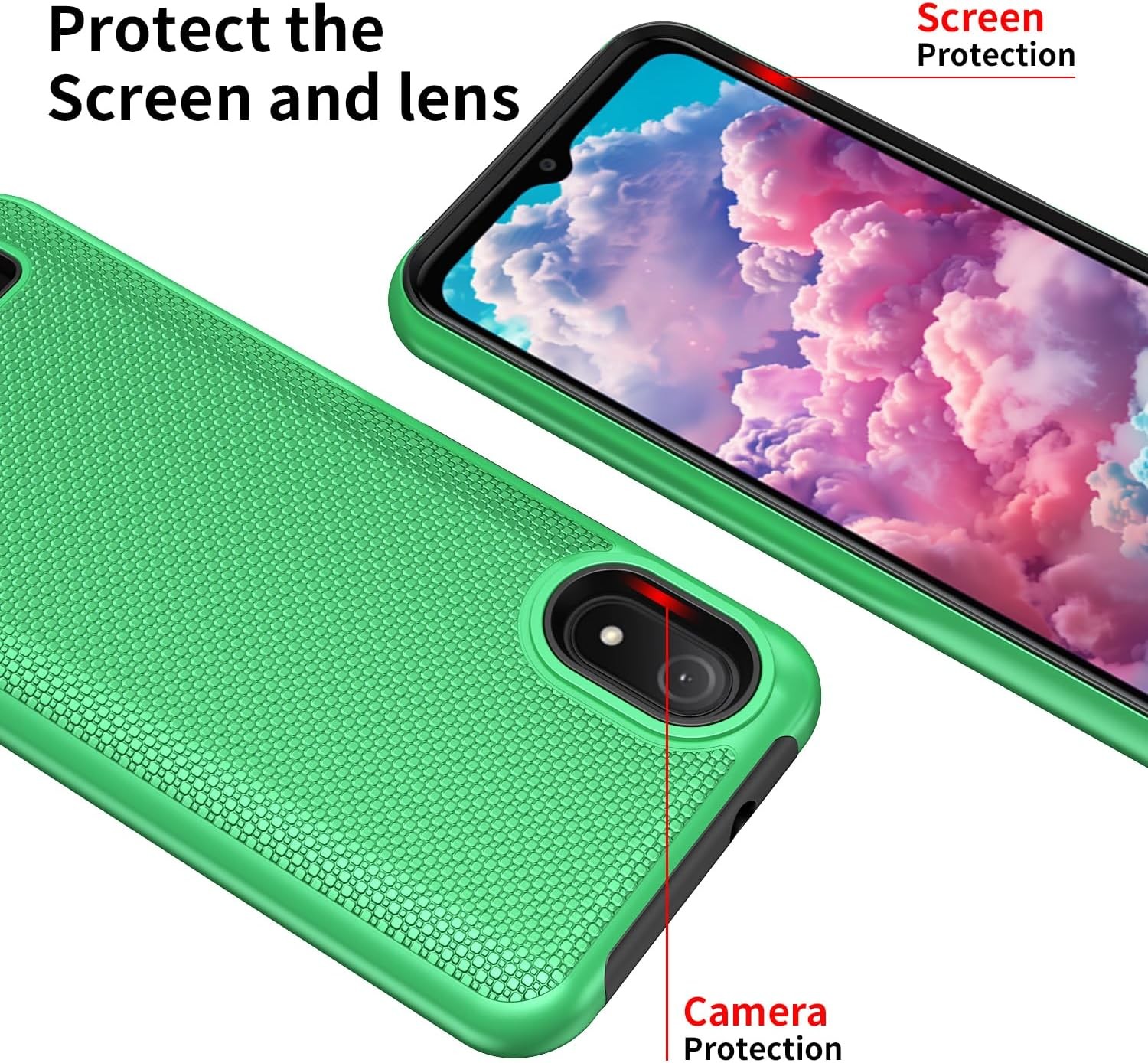 Designed for Cloud Mobile Stratus C8 Phone Case with Screen Protector, Green