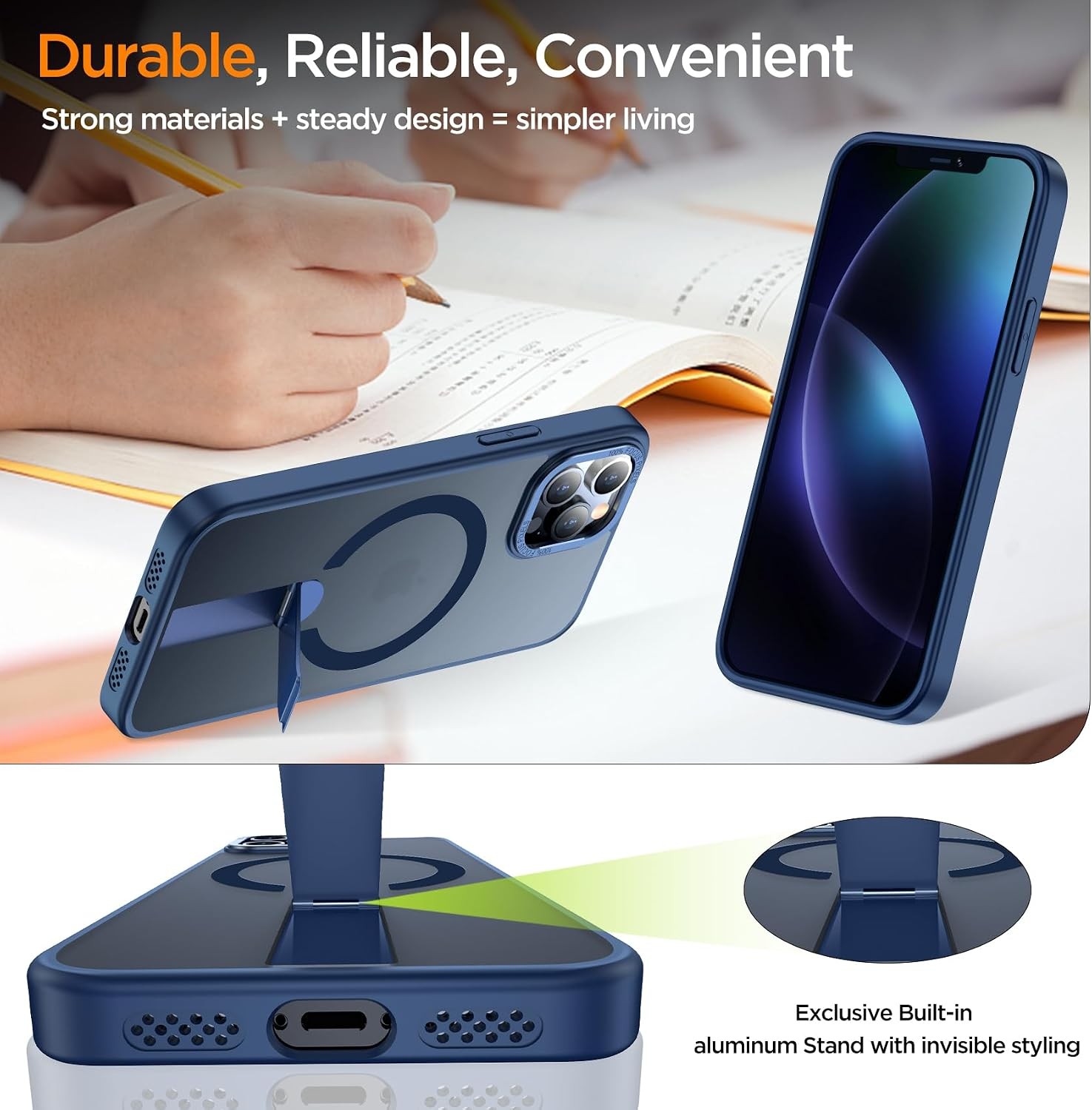 iPhone 12 Pro Max Case with Kickstand, Anti-Slip Shockproof Military-Grade Prote