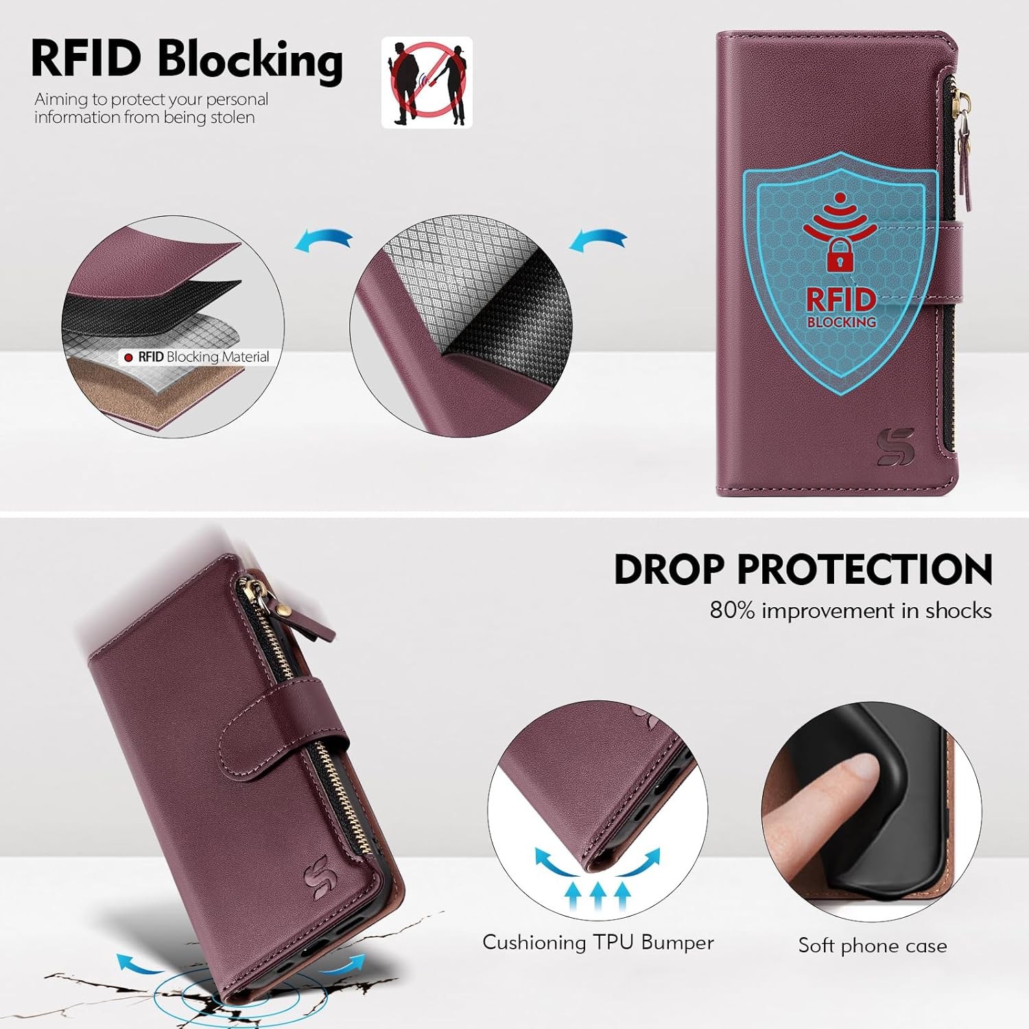 Motorola Moto G Power 5G 2024 Wallet Case Card Holder RFID Blocking PU Leather F