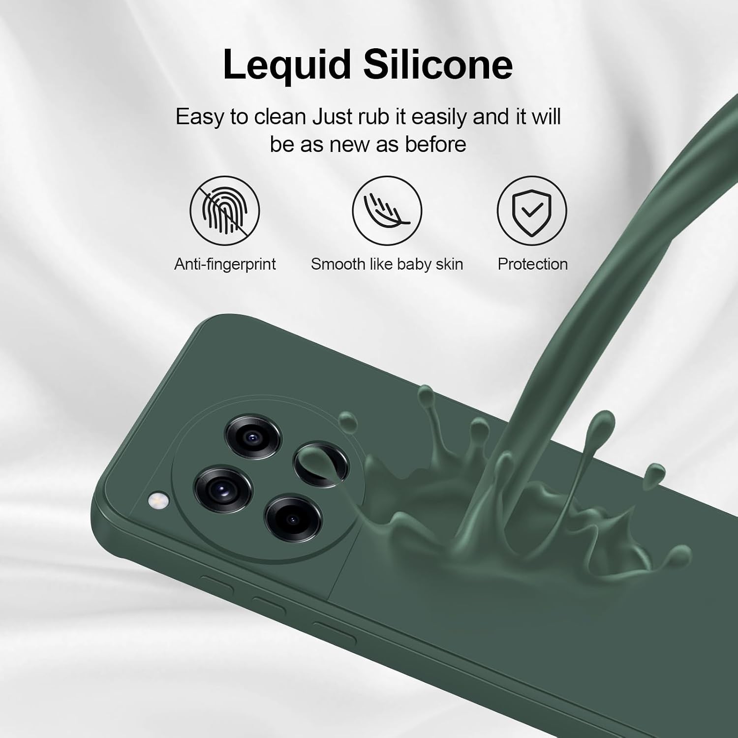 Silicone Case Compatible with Oneplus 12R, Shockproof Cover with Camera Protecti