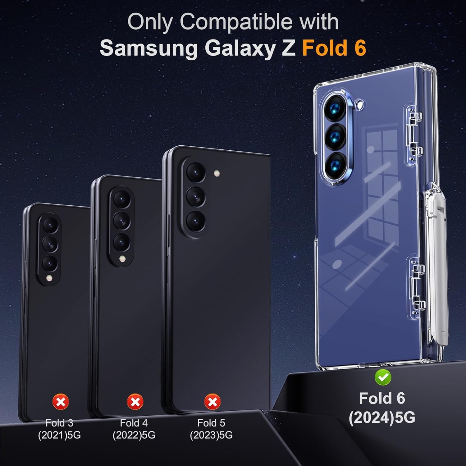 Samsung Galaxy Z Fold 6 Case with Kickstand Full Body Plastic Stylish Shockproof