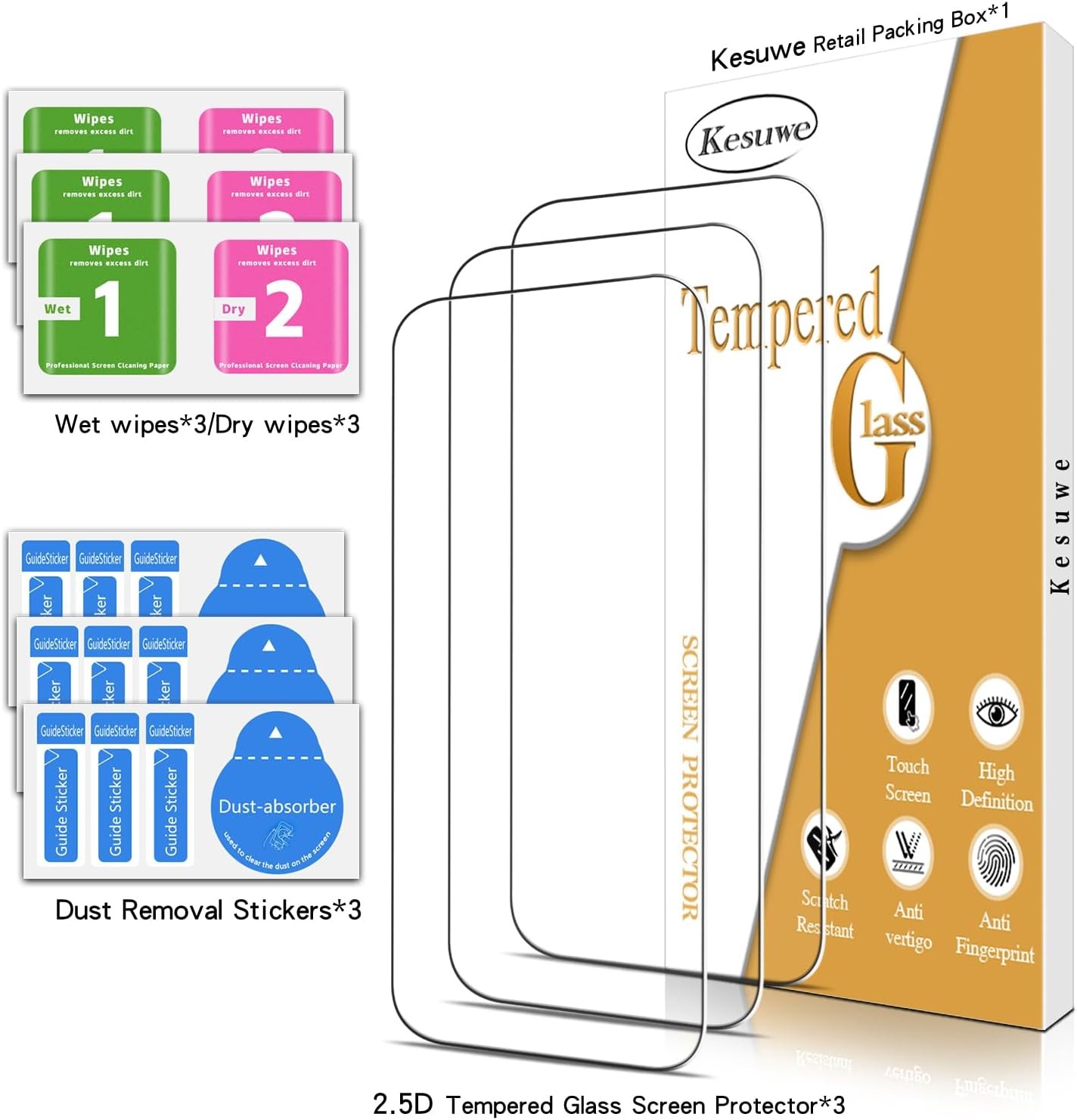 3PCS Screen Protector for iPhone 17 Pro Max & iPhone 16 Pro Max 6.9 Inch Anti Sc