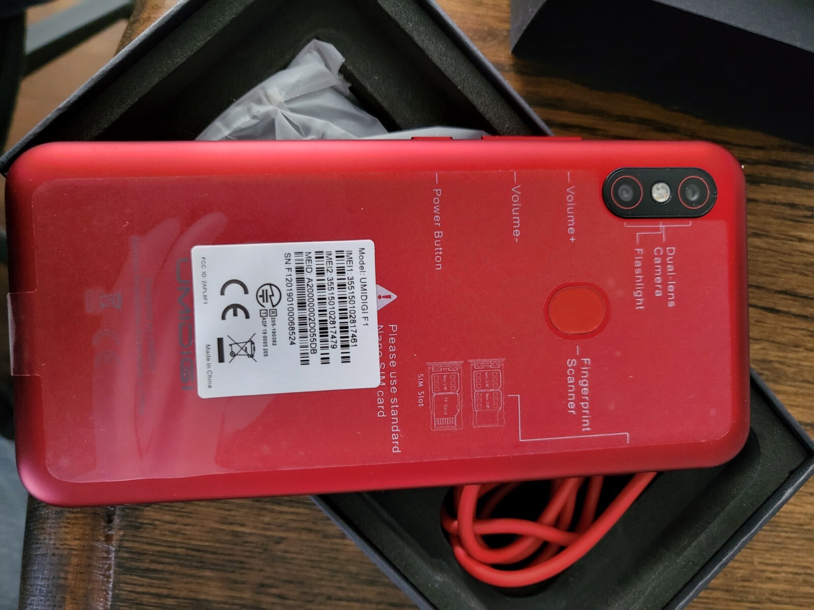 UMIDIGI F1 Red 128GB 4GB RAM Mediatek MT6771 Helio P60 Gsm Unlocked Phone
