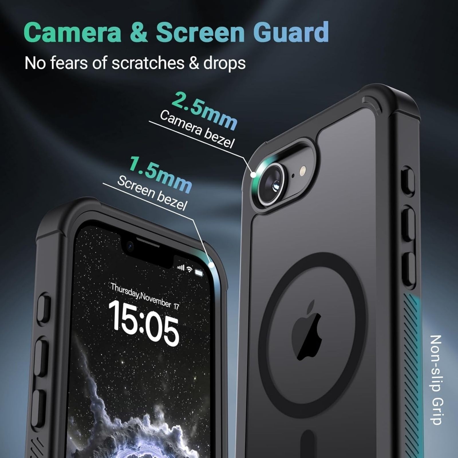Magnetic for iPhone 17e Case & iPhone 16e Case, Heavy Duty Protection 6.1”-Blac