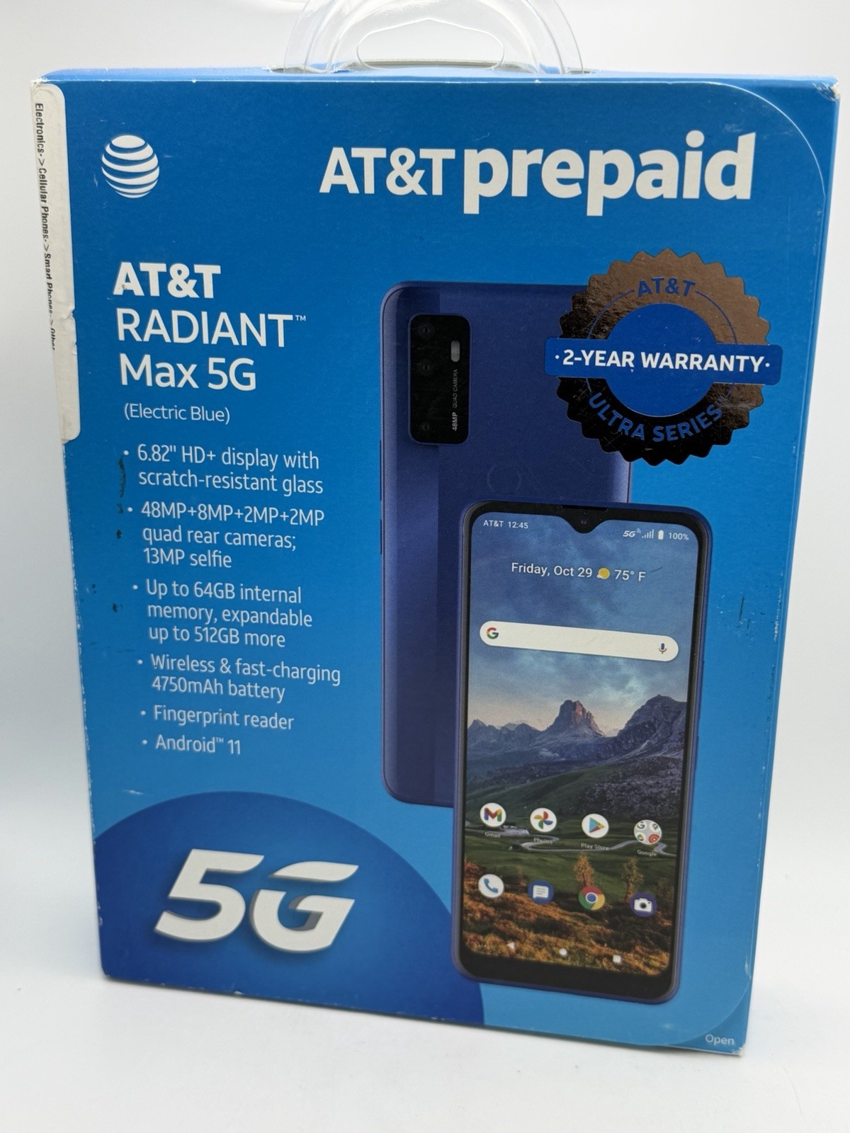 AT&T Radiant Max 5G EA211001 64GB Electric Blue Android 11 Prepaid New