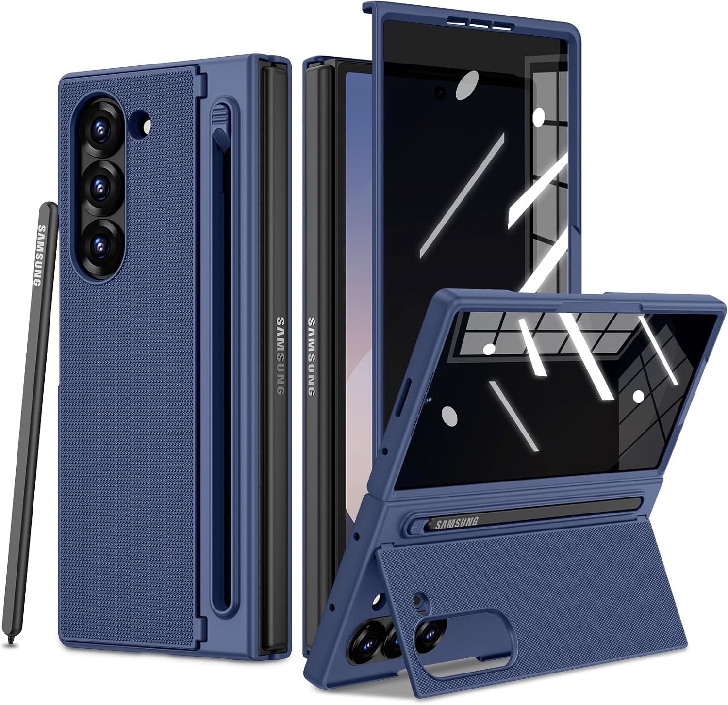 Samsung Galaxy Z Fold 6 Case with Magnetic Hinge & Kickstand – 4-in-1 Black
