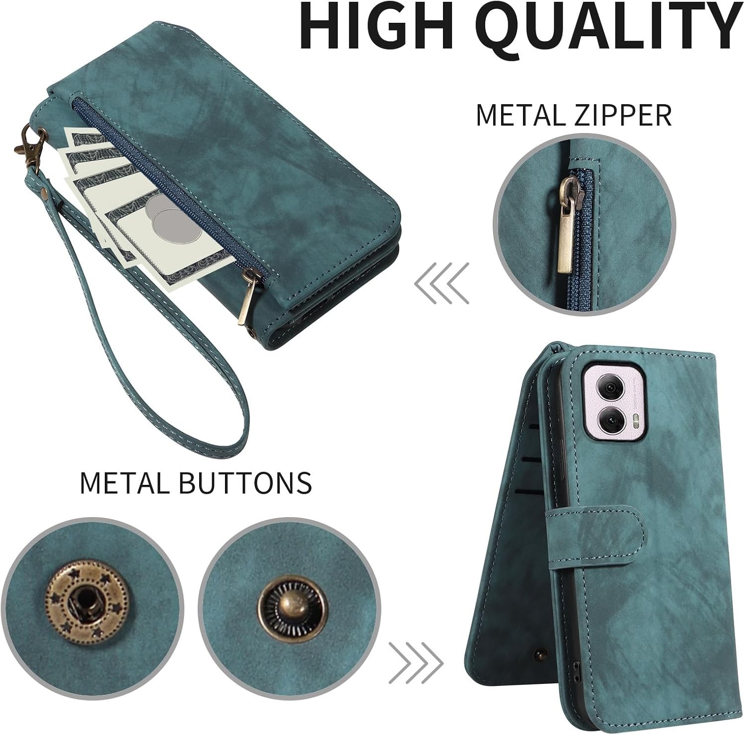 Phone Case for Motorola Moto G Power 5G 2024 Wallet Cell Cover with Lanyard Stra