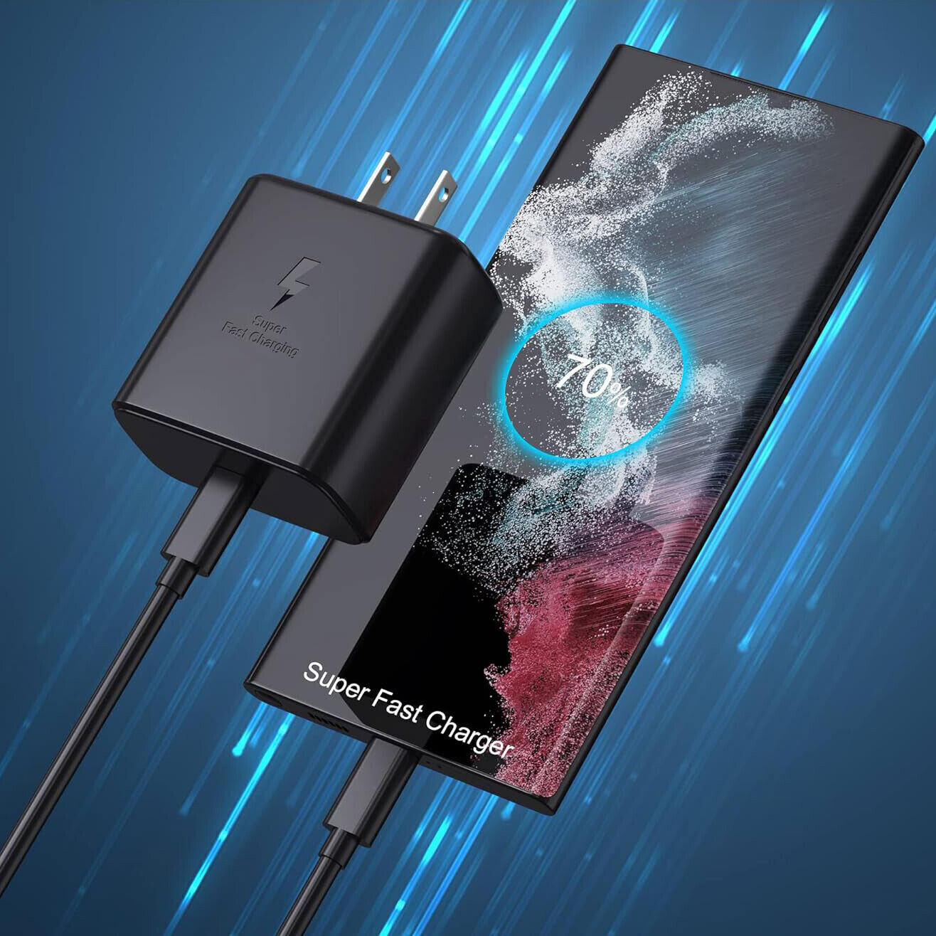 45W Type USB-C Super Fast Wall Charger+6ft Cable for Samsung Galaxy S23 S22 S21