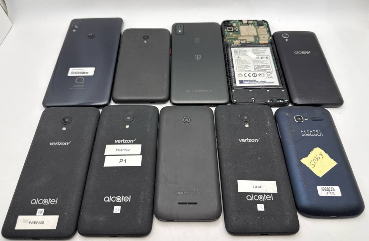 Lot of 10 Android Smartphones Alcatel 3V 1X 3H Plus Pop C5 Revvl 4 No Power READ