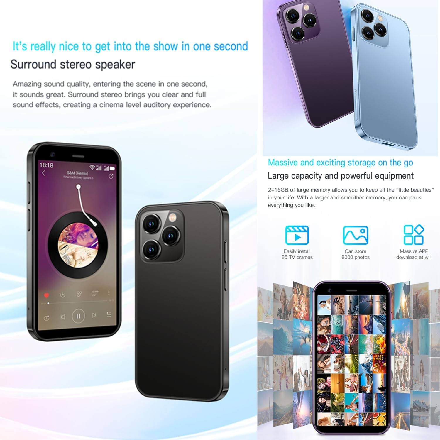 XS15 3G Mini Smartphone 3.0 Inch WiFi GPS Quad Core Android Cell Phones Camera