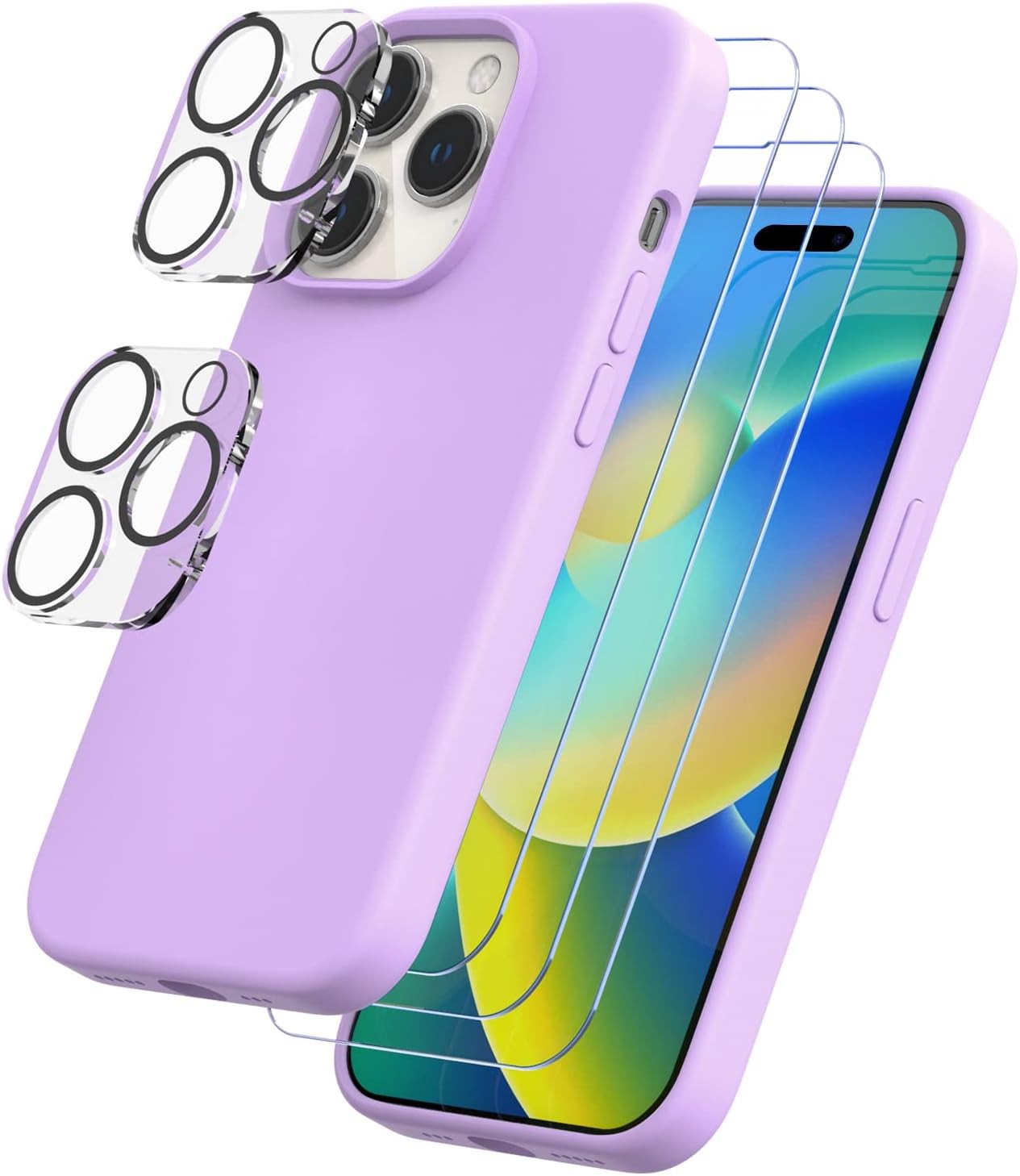 6.7 Inch 6 in 1 iPhone 14 Pro Max Case with 3 Pack Screen & 2 Pack Lens Protecto