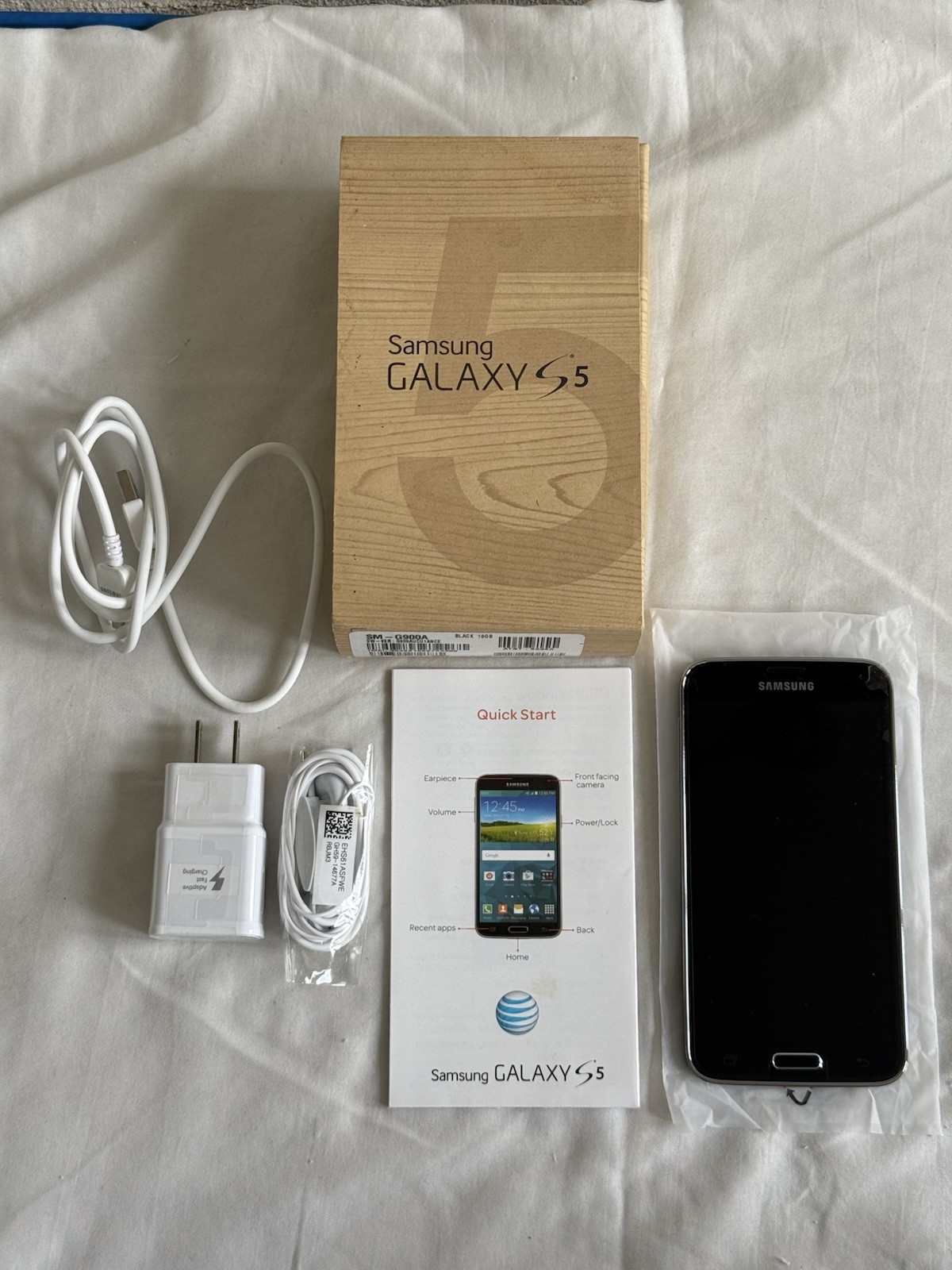Samsung Galaxy S5 16GB Black SM-G900A (AT&T) Android Smartphone w/ Original Box