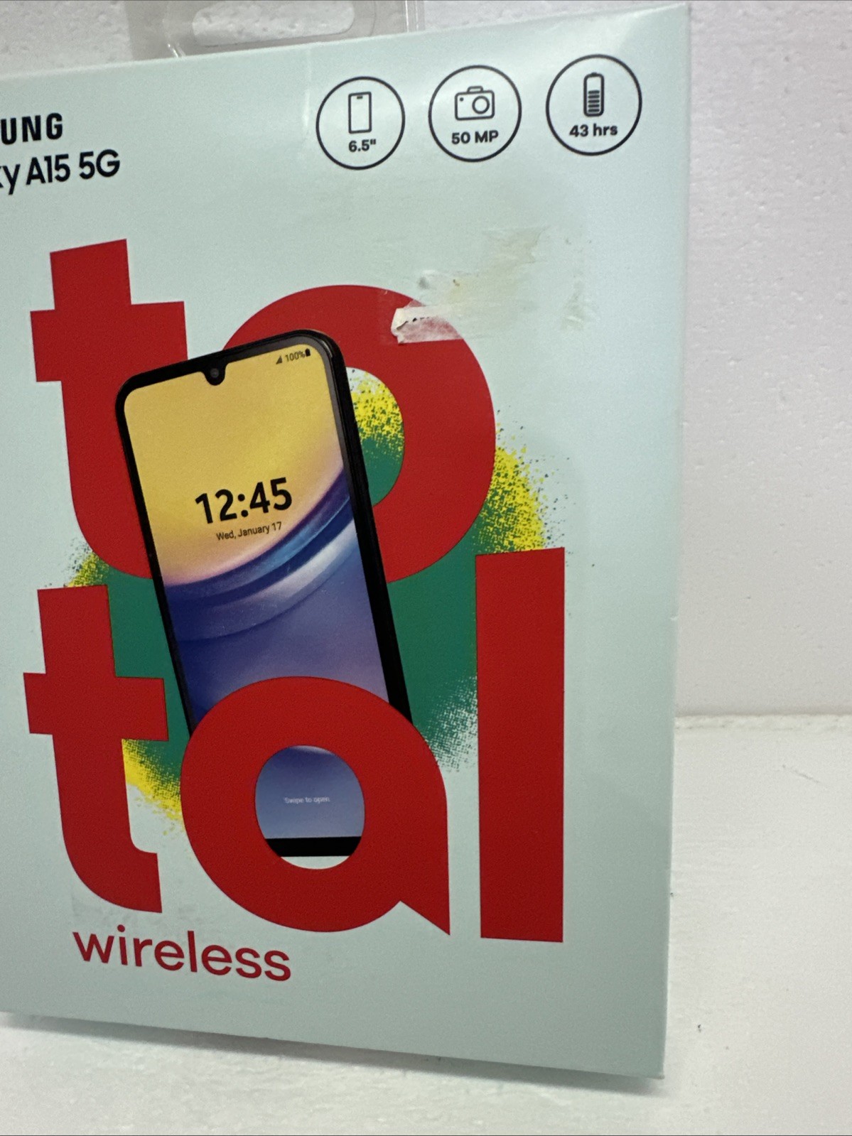 Samsung Galaxy A15, 64GB, 5G, Black – Total Wireless Prepaid Smartphone – NEW