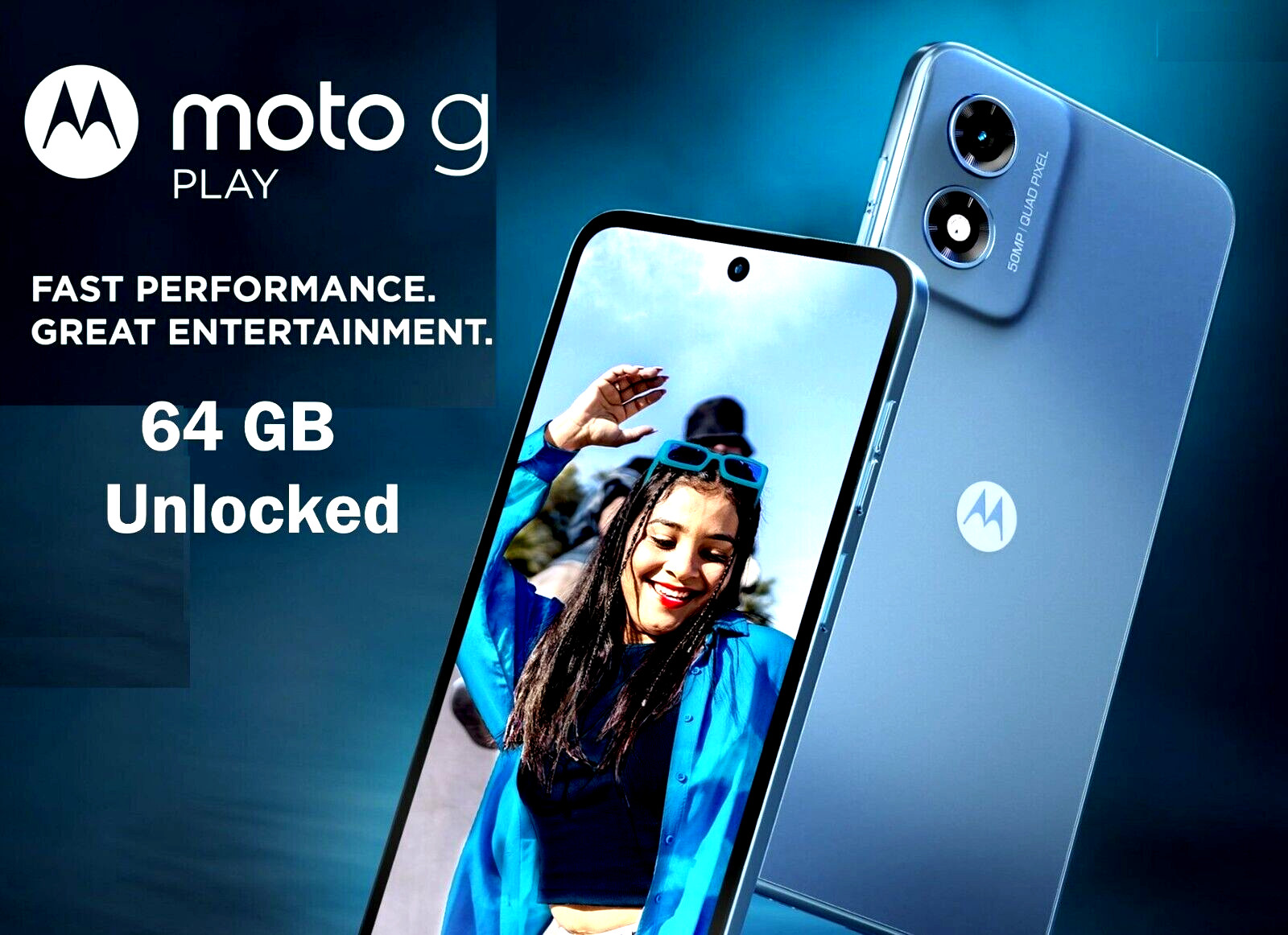 Motorola Moto G Play 2024 XT2413 4+64GB Unlocked 6.5″ 50MP Sapphire Blue B+