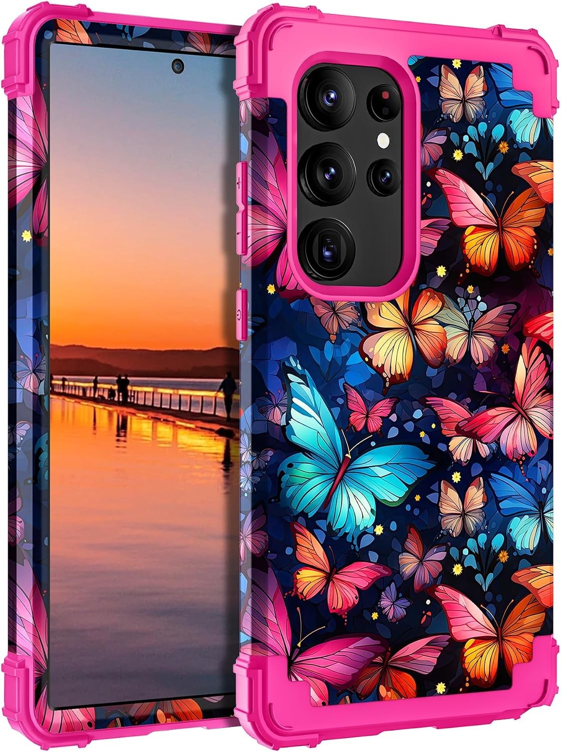 Heavy Duty Case & Soft Silicone Bumper for Galaxy S24 Ultra 6.8 Inch Shockproof