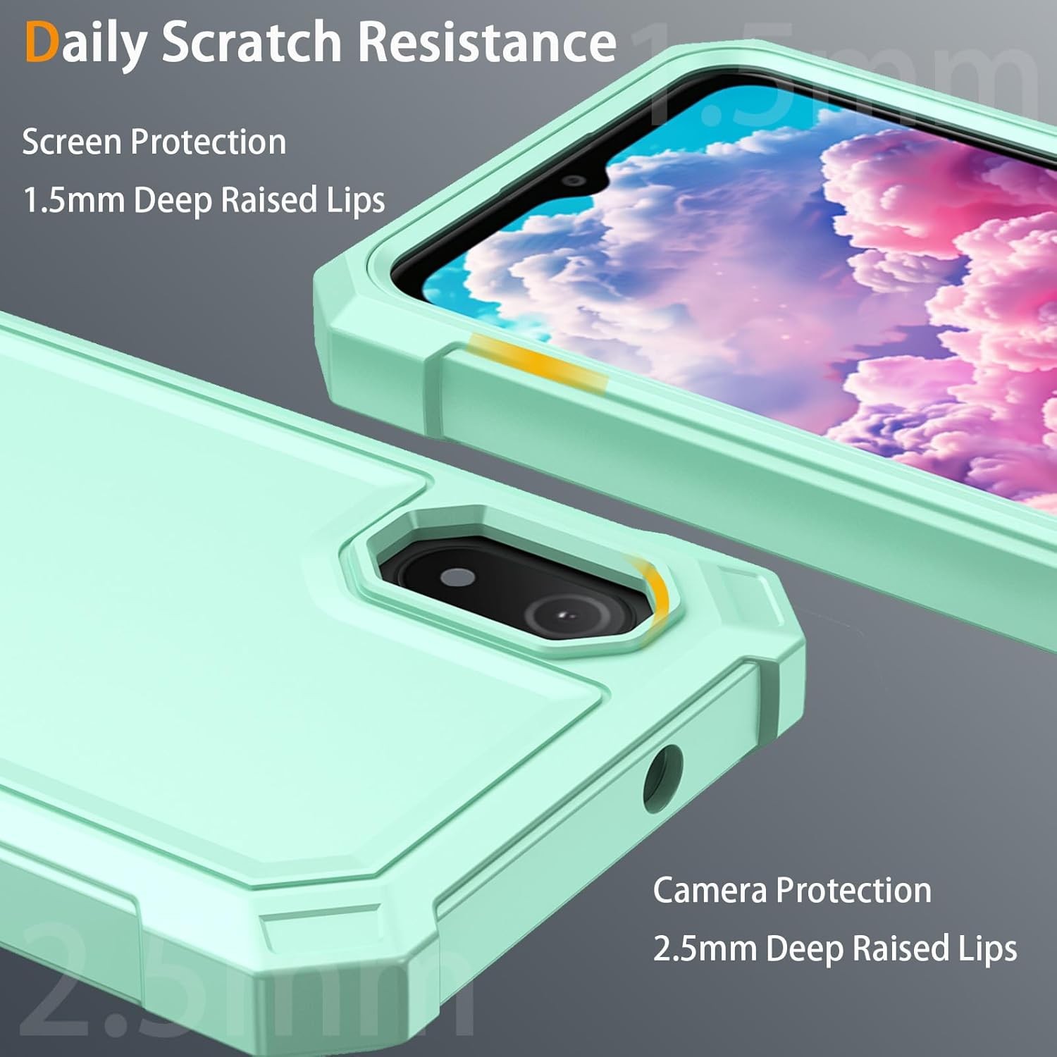 Cloud Mobile Stratus C8 Phone Case with Tempered Glass Screen Protector, Green