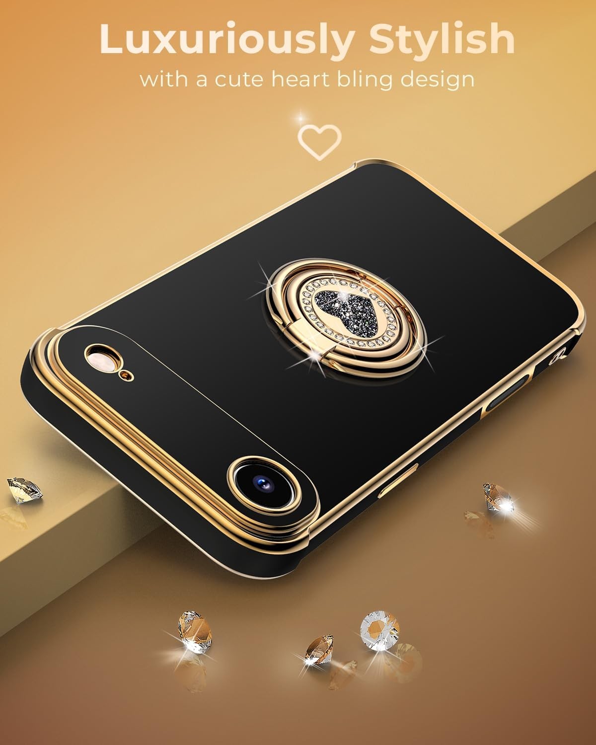 iPhone 17 Air Case with Stand, Double Ring Kickstand, Bling Luxury Protective Ca