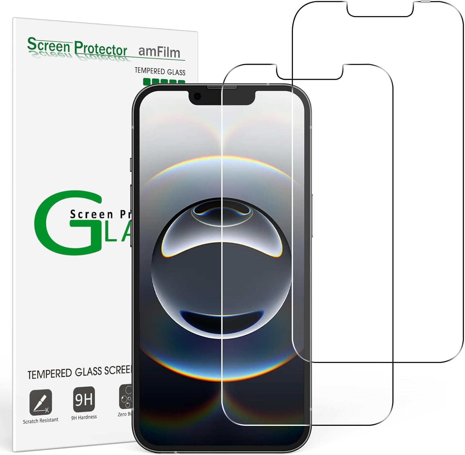2 Pack Essential Screen Protector for iPhone 14 & iPhone 13 Pro, Anti-Scratch, H