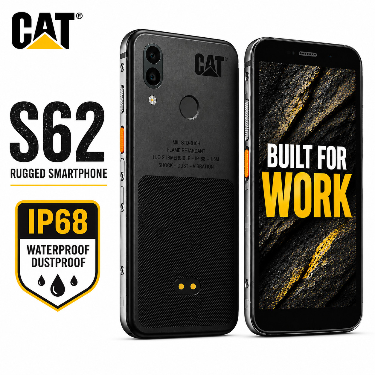 New CAT S62 Rugged Phone, 128GB Unlocked, 4G LTE, 5.7-inch Android Smartphone