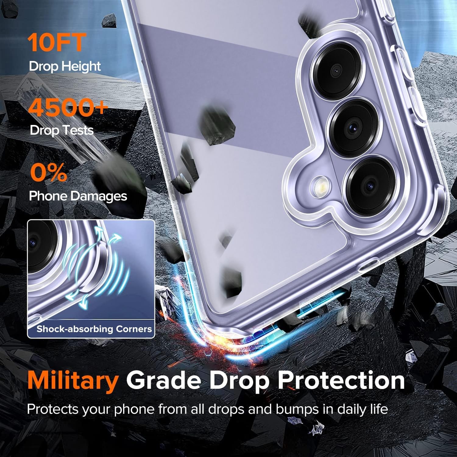 3-in-1 Case for Samsung Galaxy S26 Plus 6.7” with Tempered Glass Screen Protecto