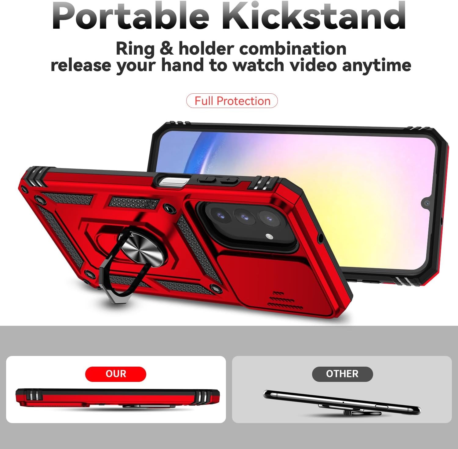 Red Dual Layer Shockproof Case for Samsung Galaxy A17 5G with HD Screen Protecto