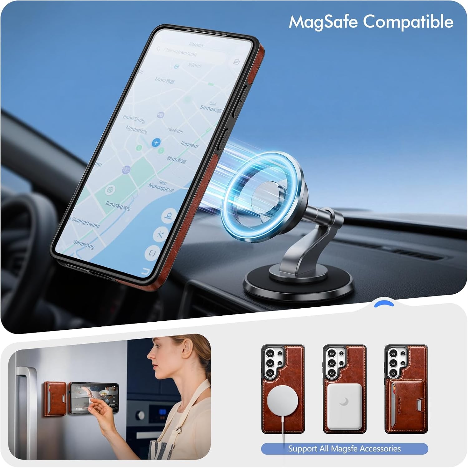 2 in 1 Detachable Magnetic Samsung Galaxy S26 Ultra Wallet Holder, PU Leather Fl