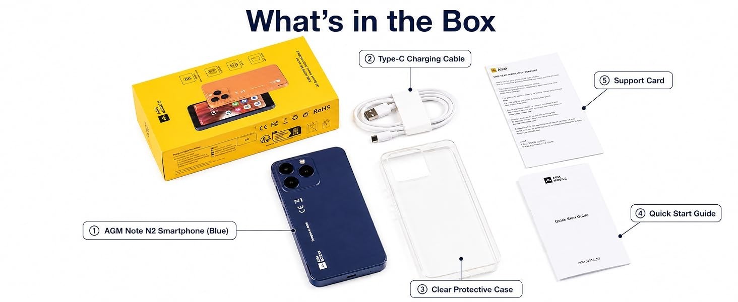 AGM Note N2 Mini Smartphone – Compact Android 16 GO Phone with Dual SIM & Expand