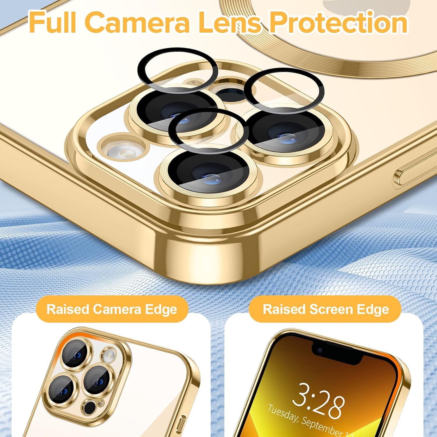 Magnetic Clear for iPhone 13 Pro Case with Camera Lens Protector Luxury Plating