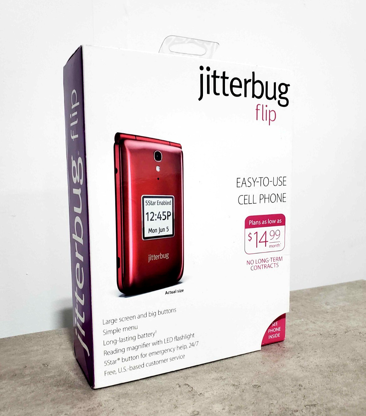 GreatCall Jitterbug Easy-to-Use Cell Phone for Seniors, Red
