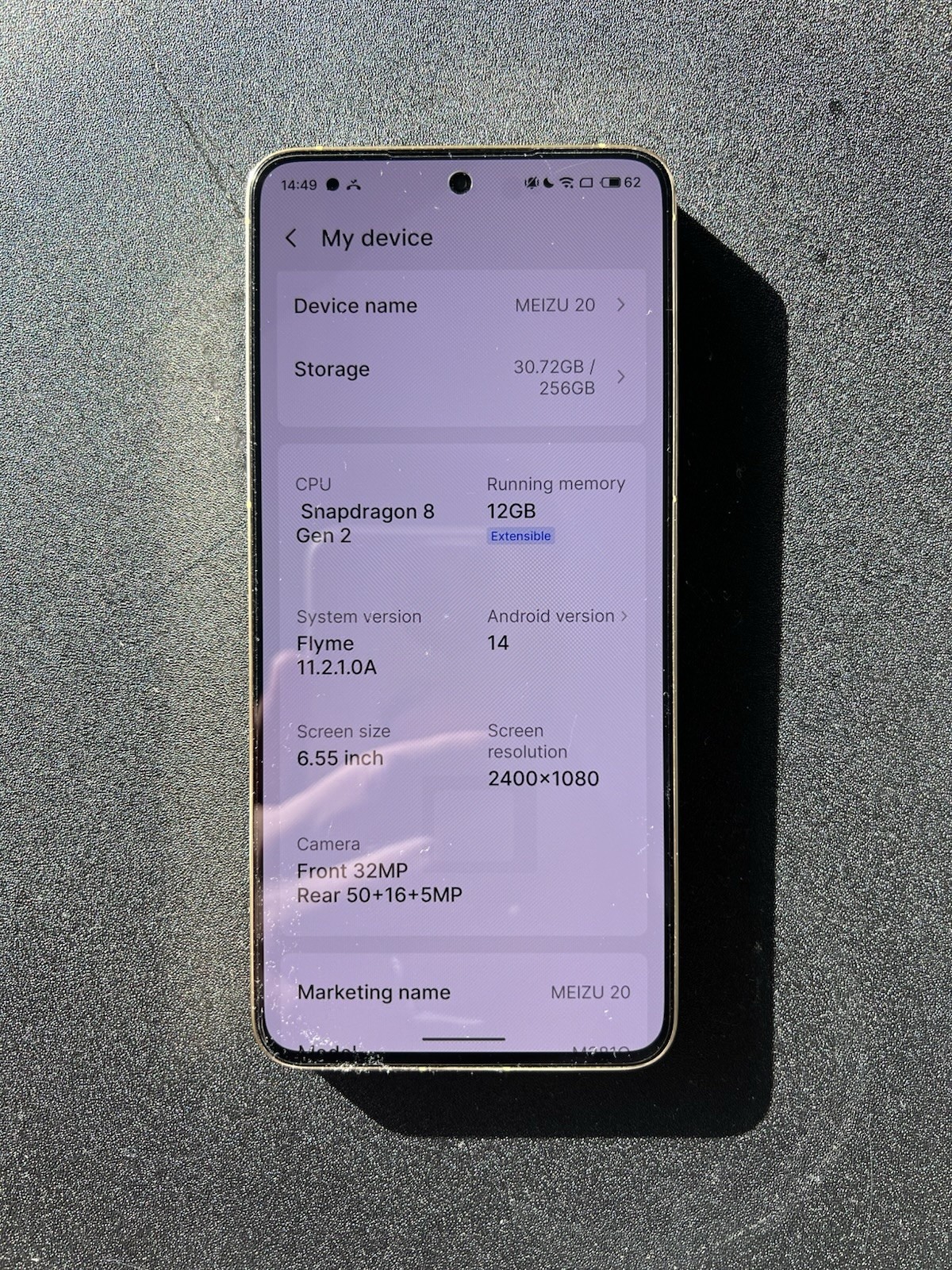 Mint Meizu 20 Dual SIM 256+12RAM 5G Unlocked Android Phone Qualcomm 8Gen2