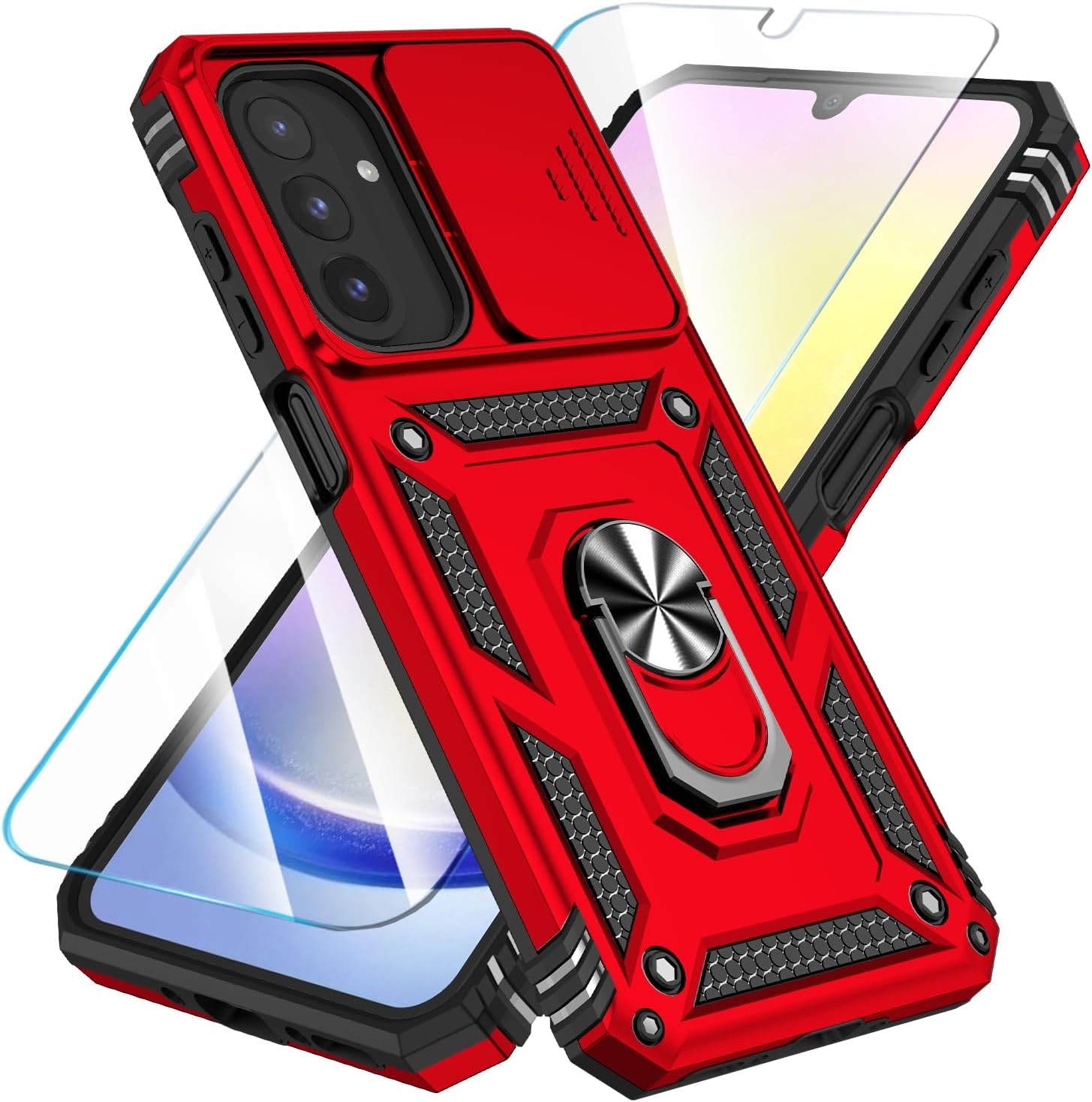 Red Dual Layer Shockproof Case for Samsung Galaxy A17 5G with HD Screen Protecto