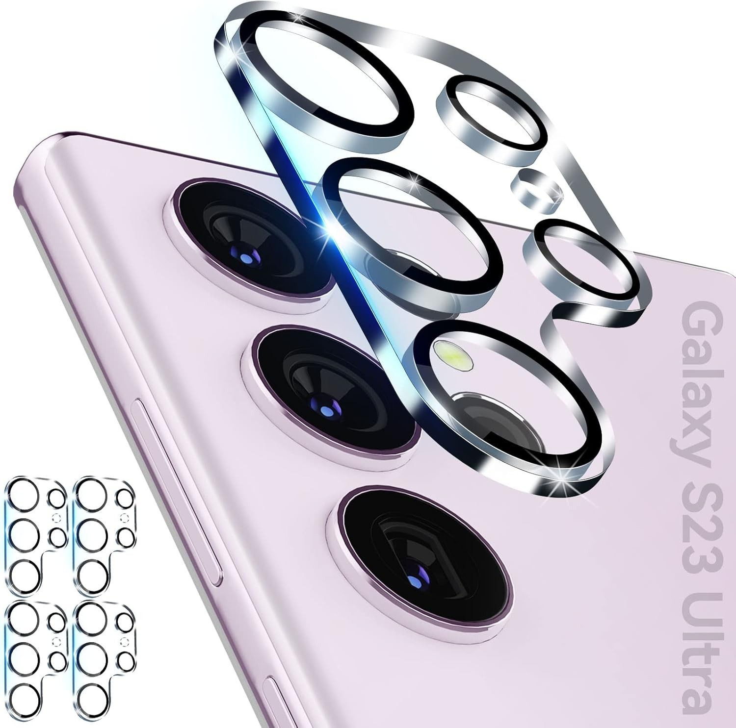 6.8in 4 Pack Camera Lens Protector for Samsung Galaxy S23 Ultra, 9H Tempered Gla