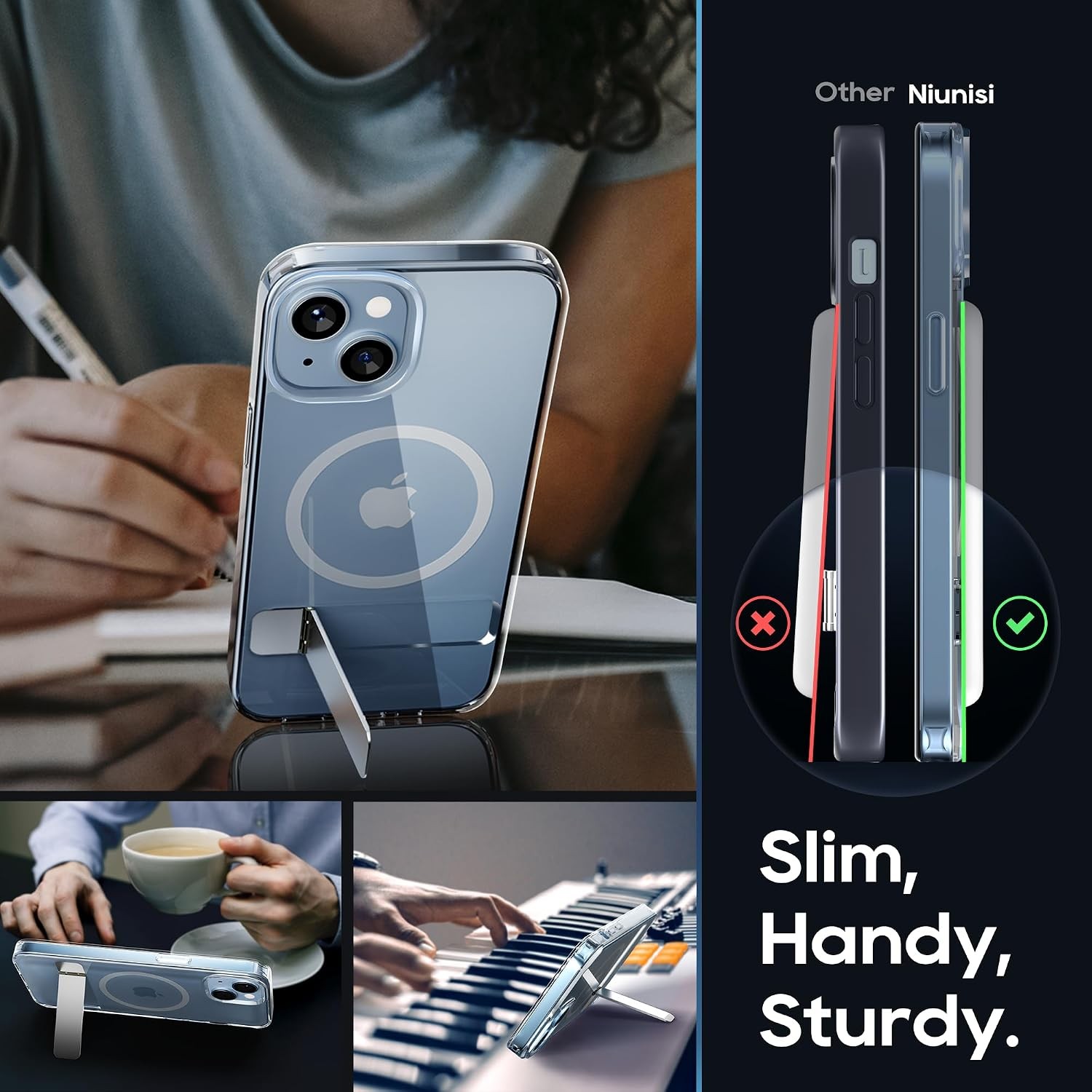 Magnetic Case for iPhone 14 Case 6.1-Inch (2022), Slim Kickstand with Screen Pro