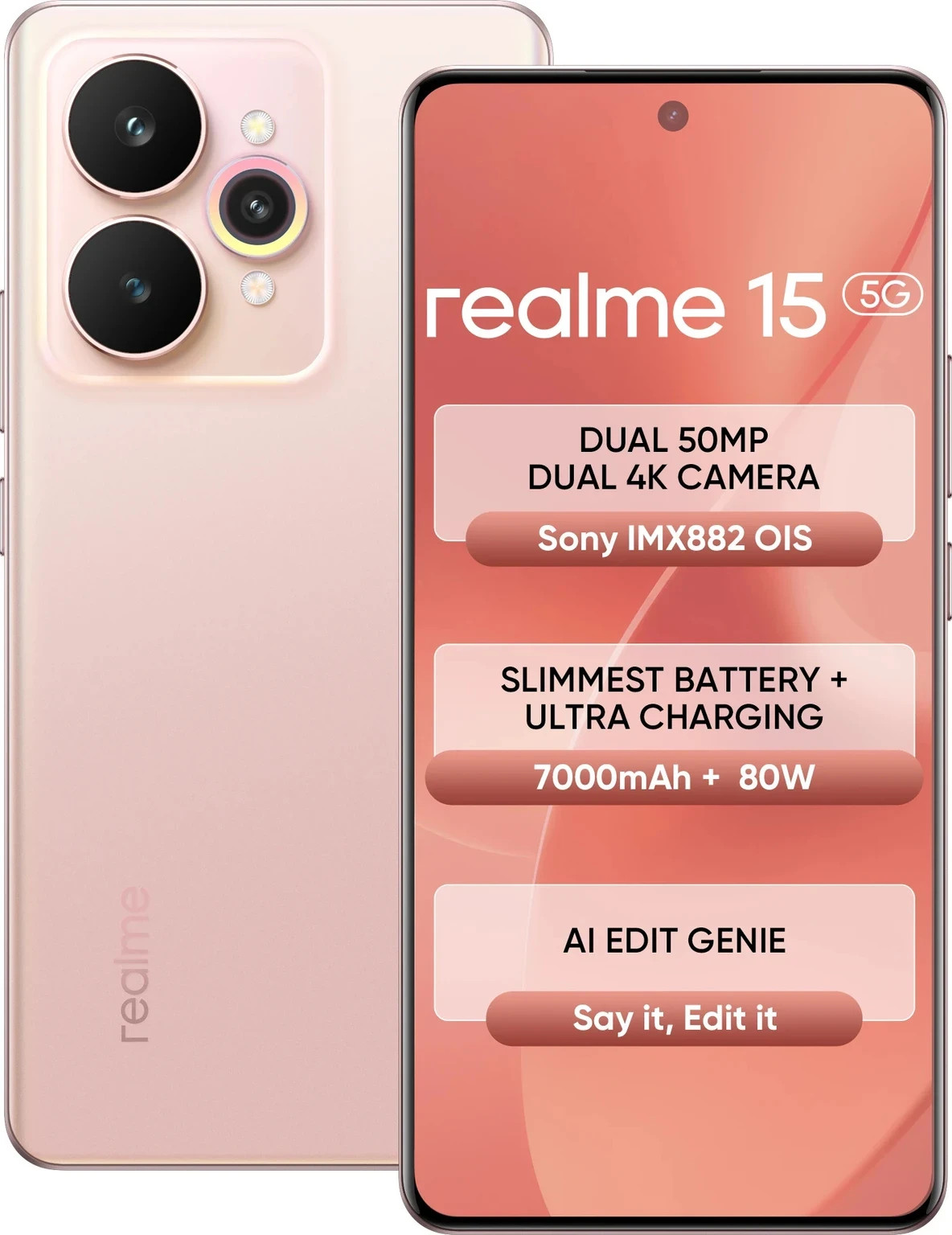 realme 15(Pink, 256GB) (8 GB RAM) Mediatek Dimensity 7300+ 5G Global version