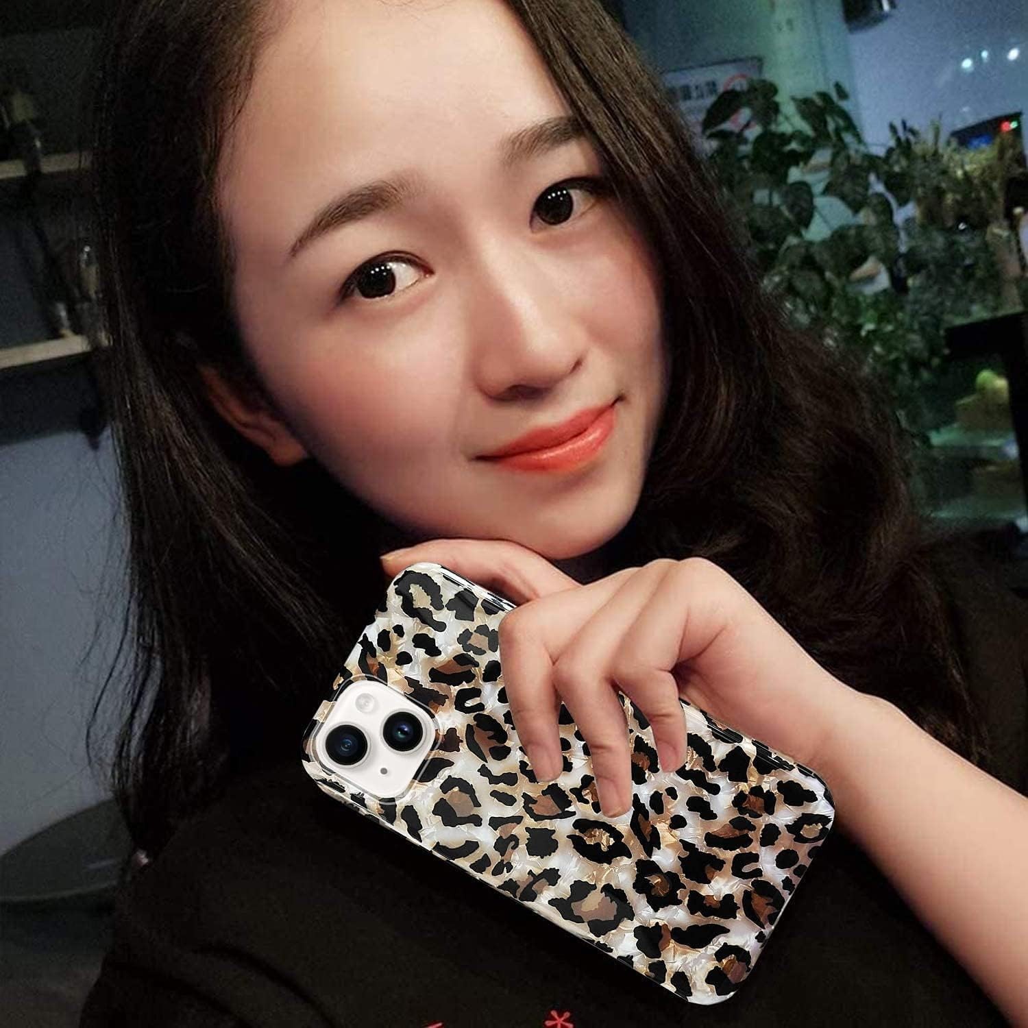 Luxury Sparkle Translucent Clear Leopard Cheetah Print Case Compatible with iPho